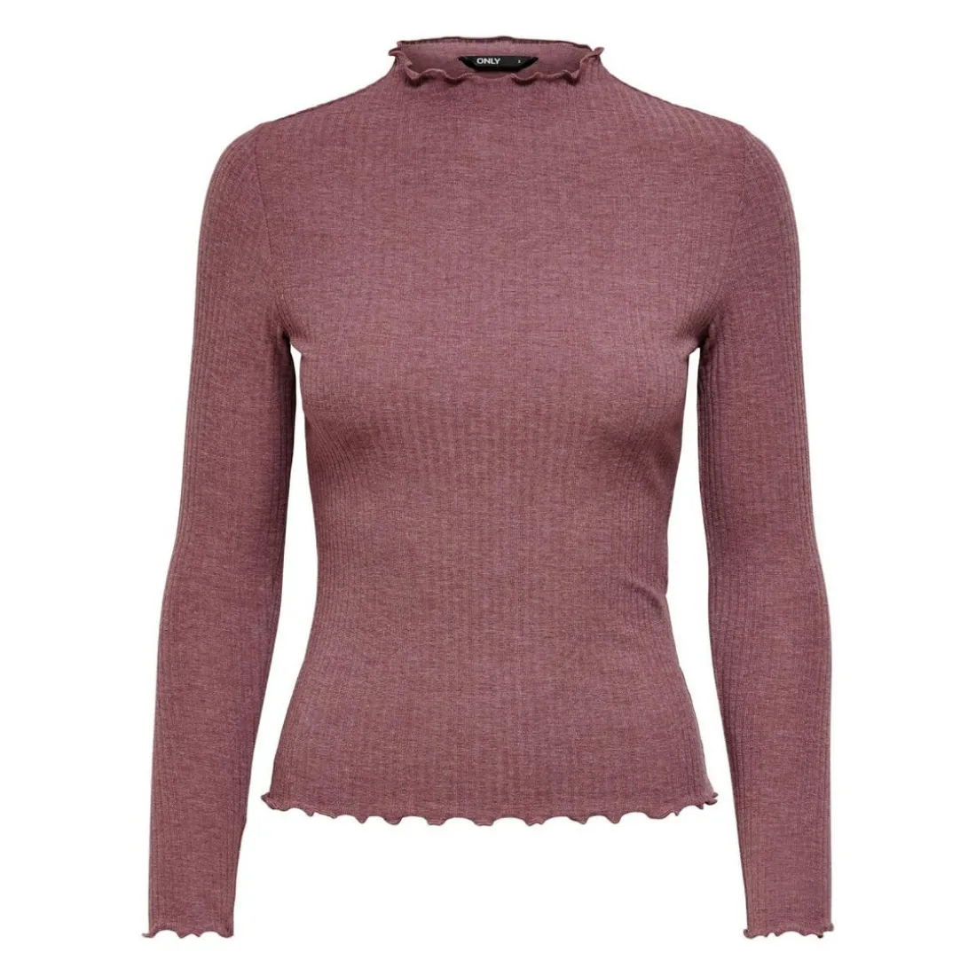Top Col haut Manches longues Volants rouge