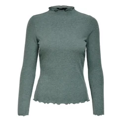 Top Col haut Manches longues Volants vert Sloan