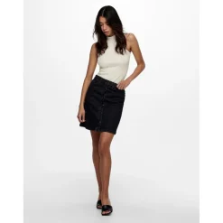 Top Col haut Sans manches blanc en coton