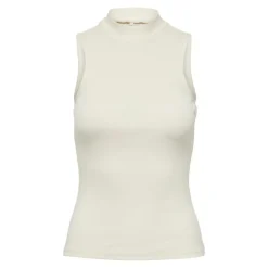 Top Col haut Sans manches blanc en coton