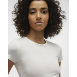 Top col rond blanc Esme en coton