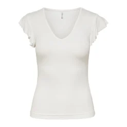 Top col rond mancherons blanc en viscose Joy