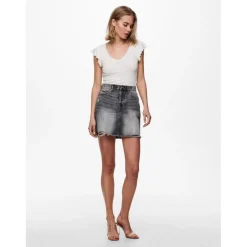 Top Col rond Mancherons blanc en viscose