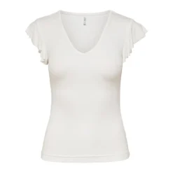 Top Col rond Mancherons blanc en viscose