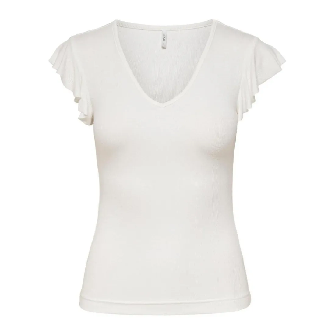 Top Col rond Mancherons blanc en viscose