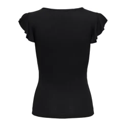 Top col rond mancherons noir en viscose Opal