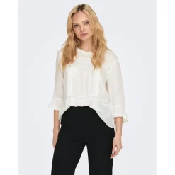 Top Col rond Manches 3/4 blanc en viscose