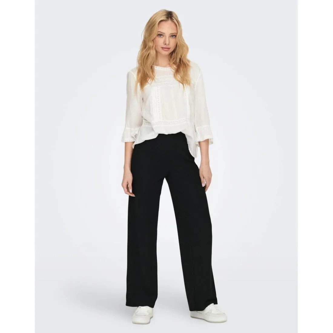 Top Col rond Manches 3/4 blanc en viscose