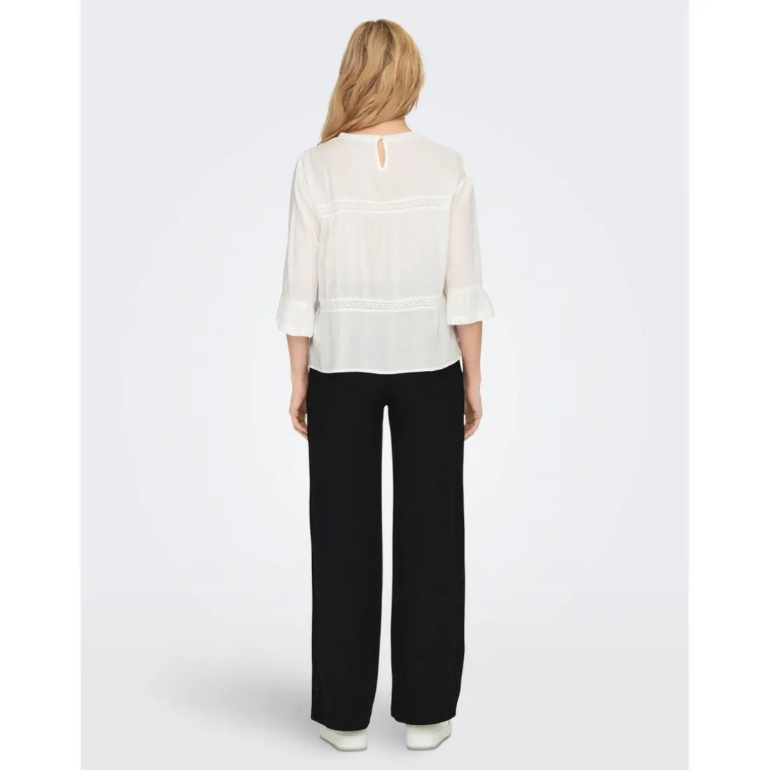 Top Col rond Manches 3/4 blanc en viscose
