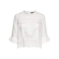 Top Col rond Manches 3/4 blanc en viscose
