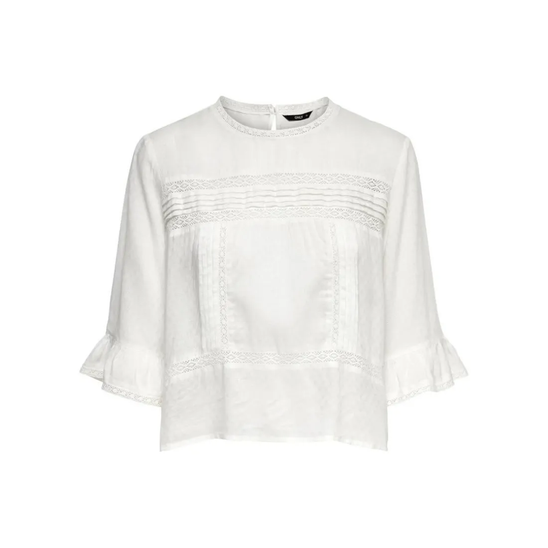Top Col rond Manches 3/4 blanc en viscose