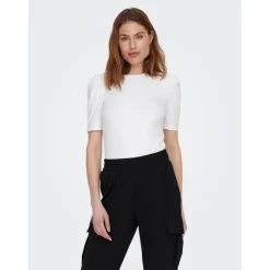 Top Col rond Manches 2/4 blanc en coton