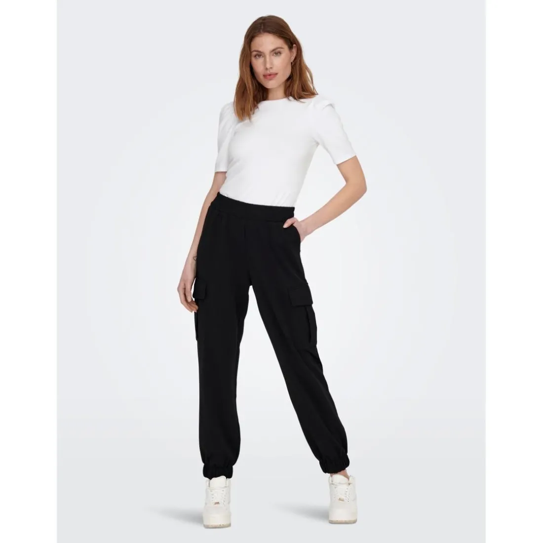 Top Col rond Manches 2/4 blanc en coton