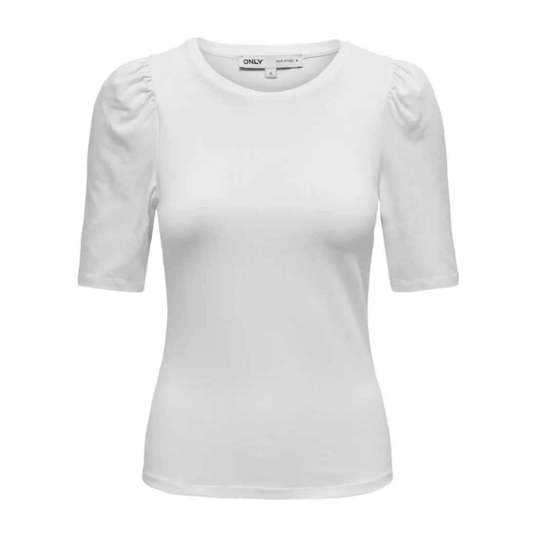 Top Col rond Manches 2/4 blanc en coton