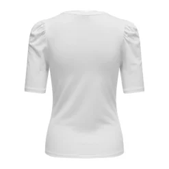 Top Col rond Manches 2/4 blanc en coton