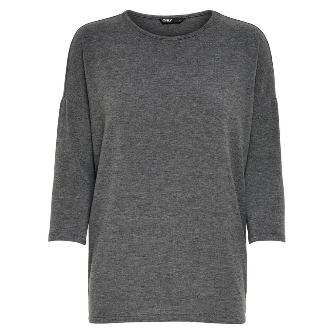 Top Col rond Manches 3/4 gris