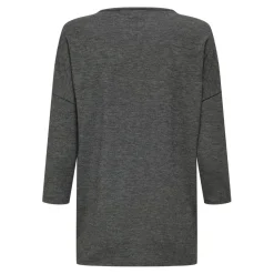 Top col rond manches 3/4 noir Adele
