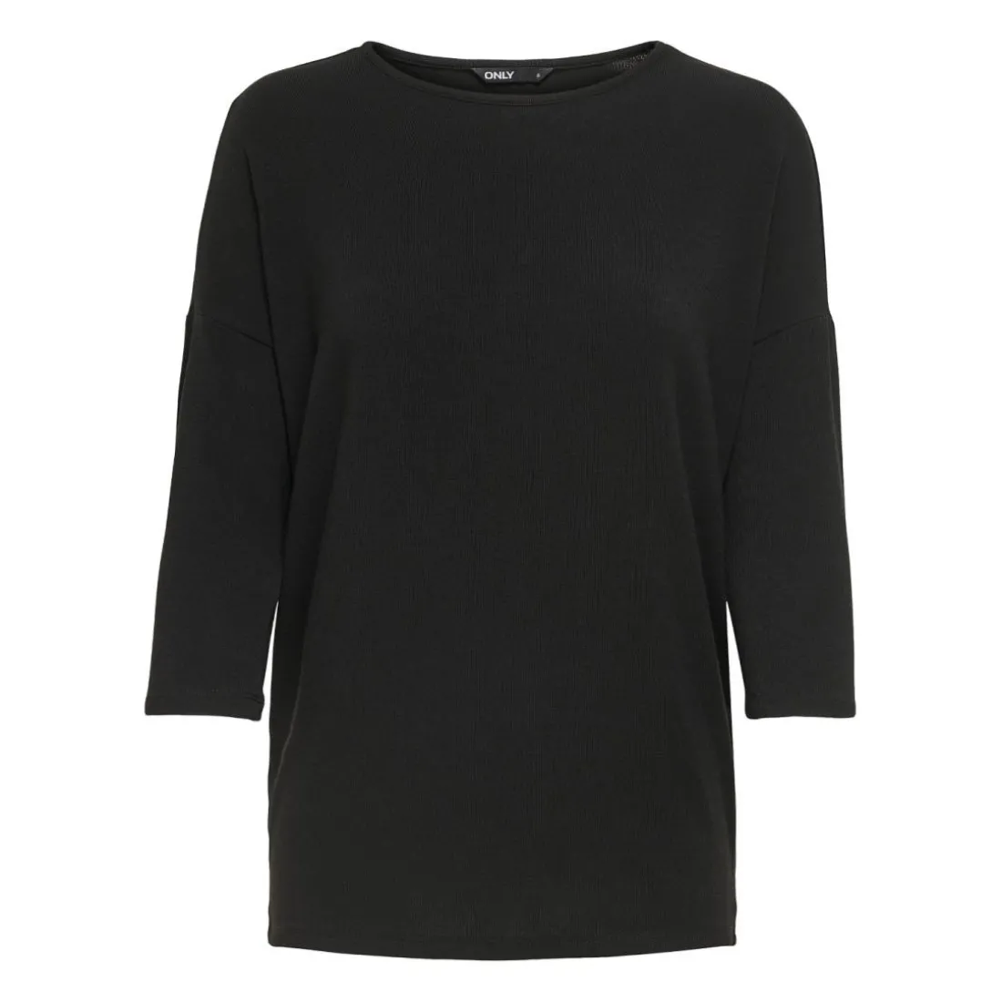 Top col rond manches 3/4 noir Sofia