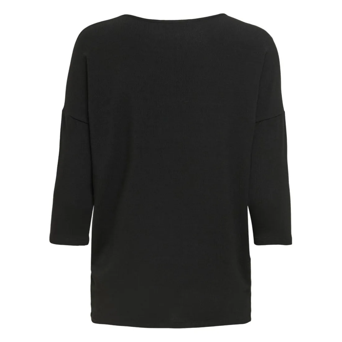 Top col rond manches 3/4 noir Sofia