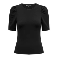 Top Col rond Manches 2/4 noir en coton