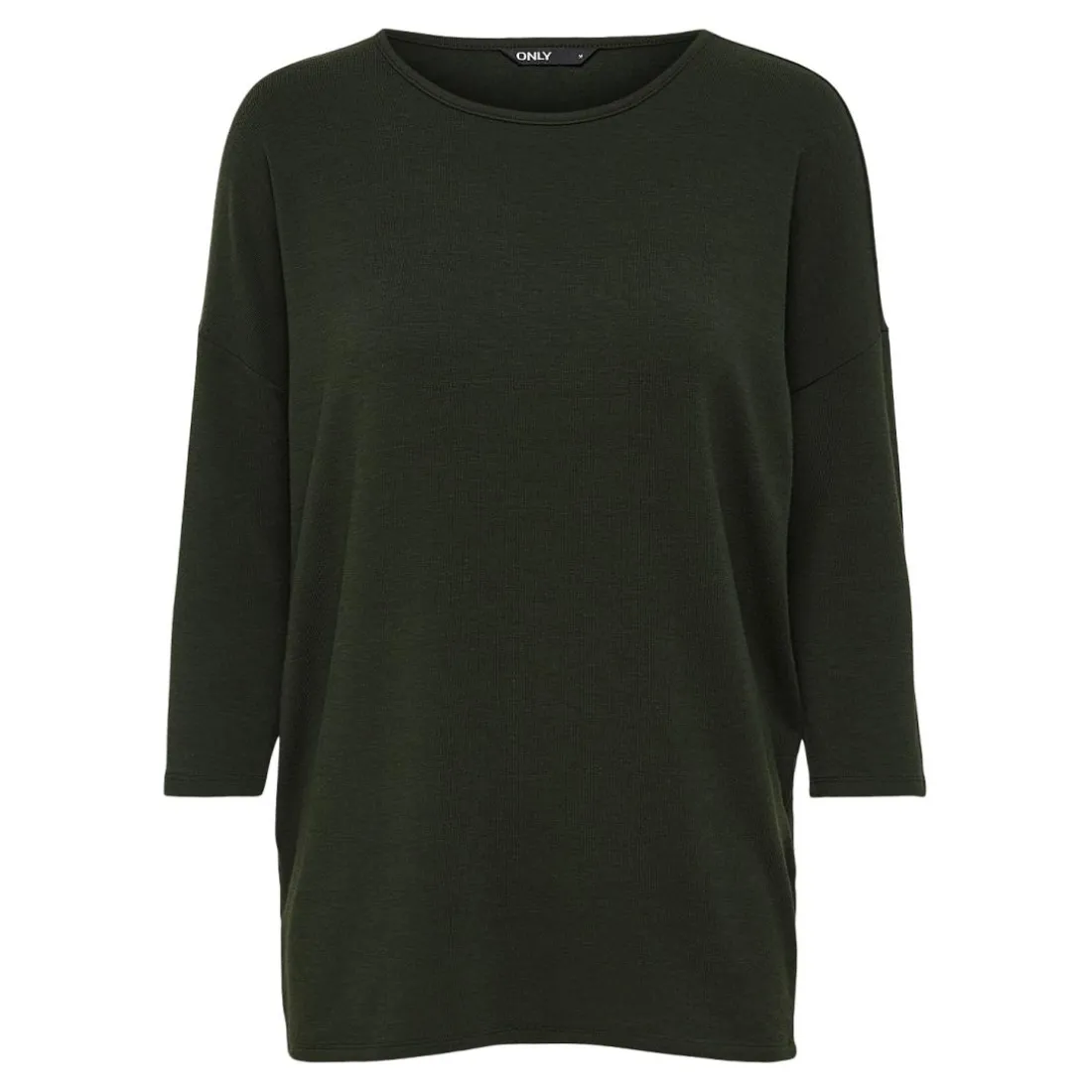 Top col rond manches 3/4 vert foncé Fleur