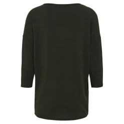 Top col rond manches 3/4 vert foncé Fleur