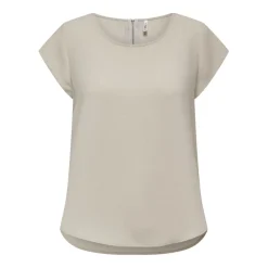 Top col rond manches courtes gris clair Gigi