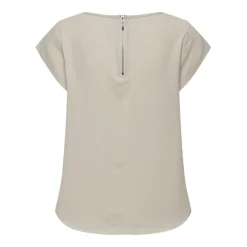 Top col rond manches courtes gris clair Gigi