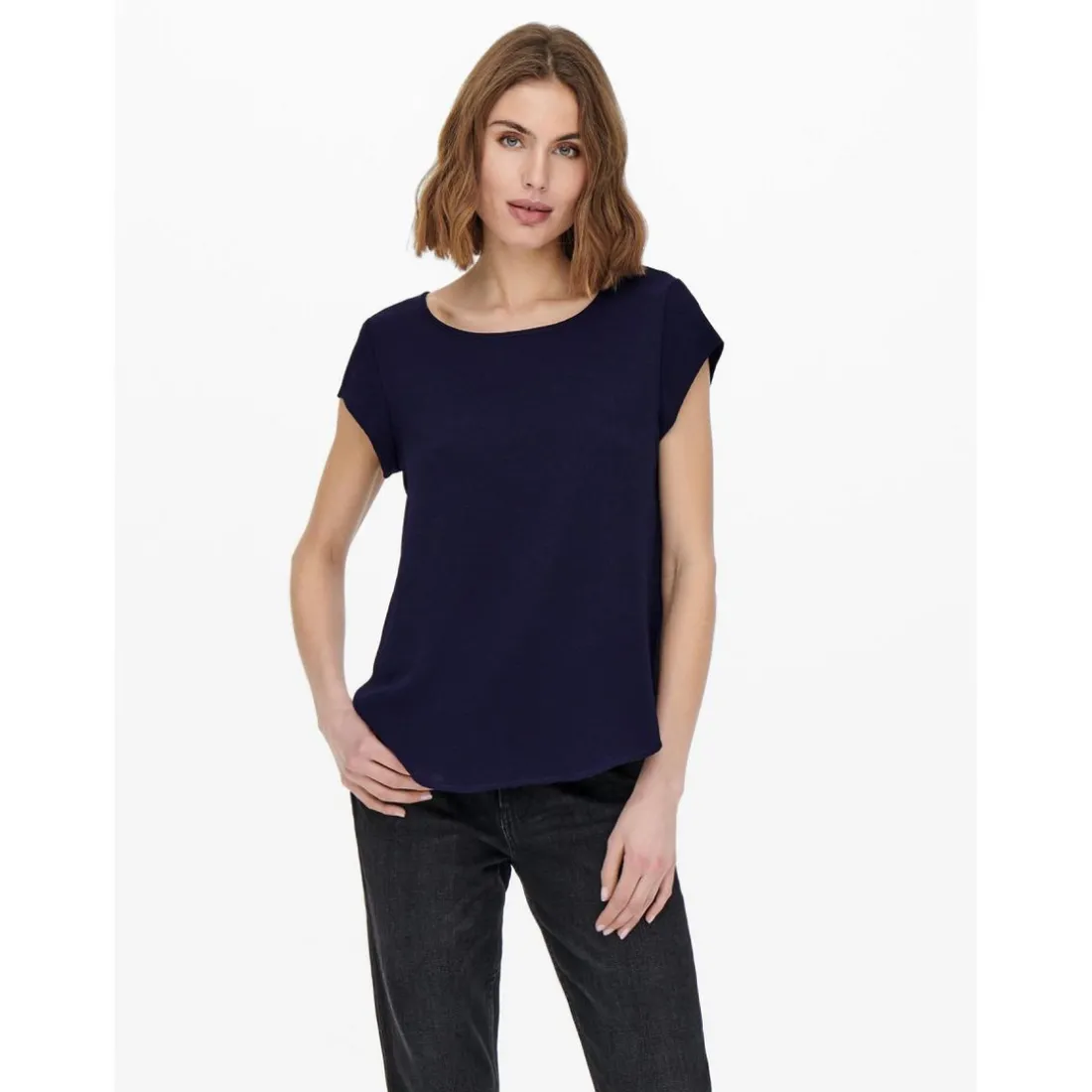Top Col rond Manches courtes bleu Kara