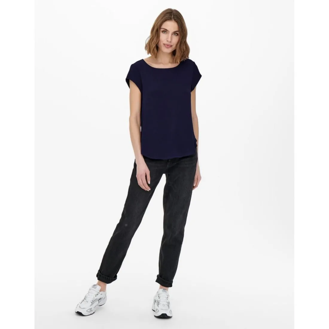 Top Col rond Manches courtes bleu Kara