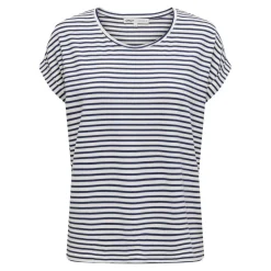 Top col rond manches courtes blanc en viscose Xena