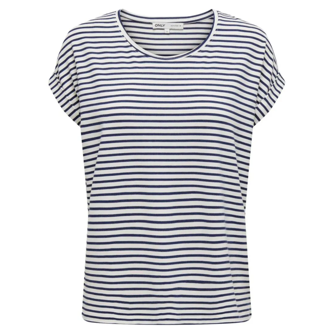 Top col rond manches courtes blanc en viscose Xena