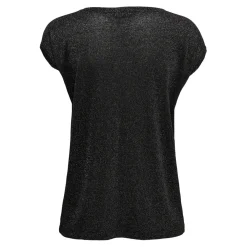 Top col rond manches courtes noir Maud