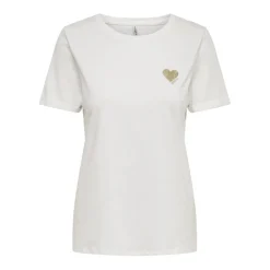 Top col rond manches courtes blanc en coton Ruby