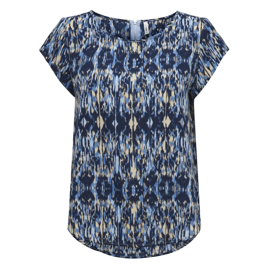 Top col rond manches courtes bleu clair Cara