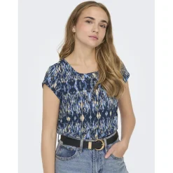 Top col rond manches courtes bleu clair Cara
