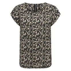 Top col rond manches courtes noir Queen