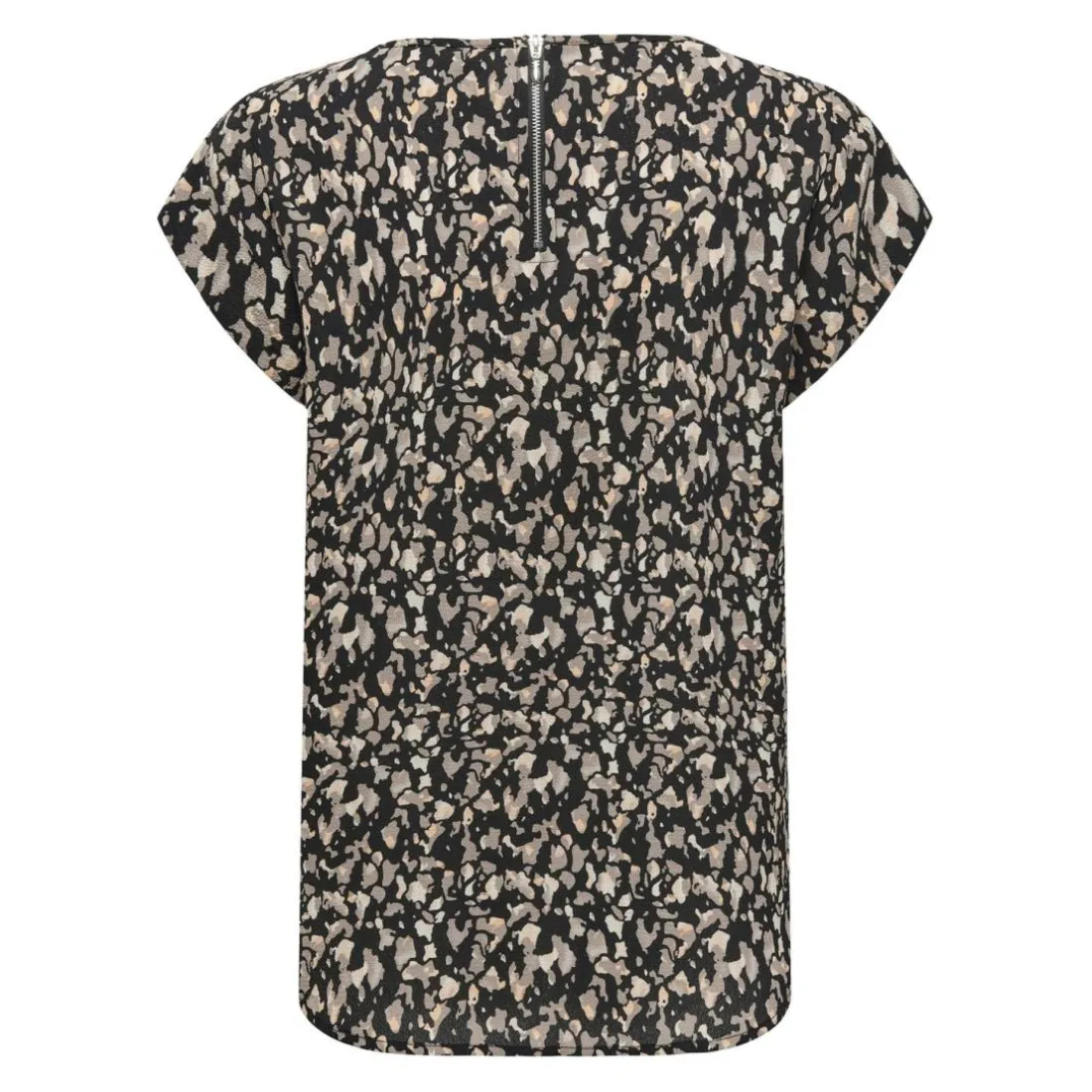Top col rond manches courtes noir Queen