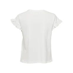 Top col rond manches courtes blanc en coton Fern