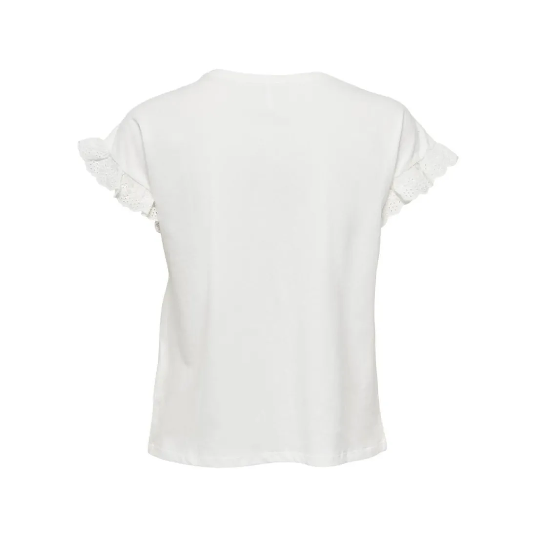 Top col rond manches courtes blanc en coton Fern