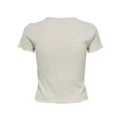 Top col rond manches courtes gris clair Anya