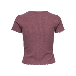 Top col rond manches courtes rose foncé Aria