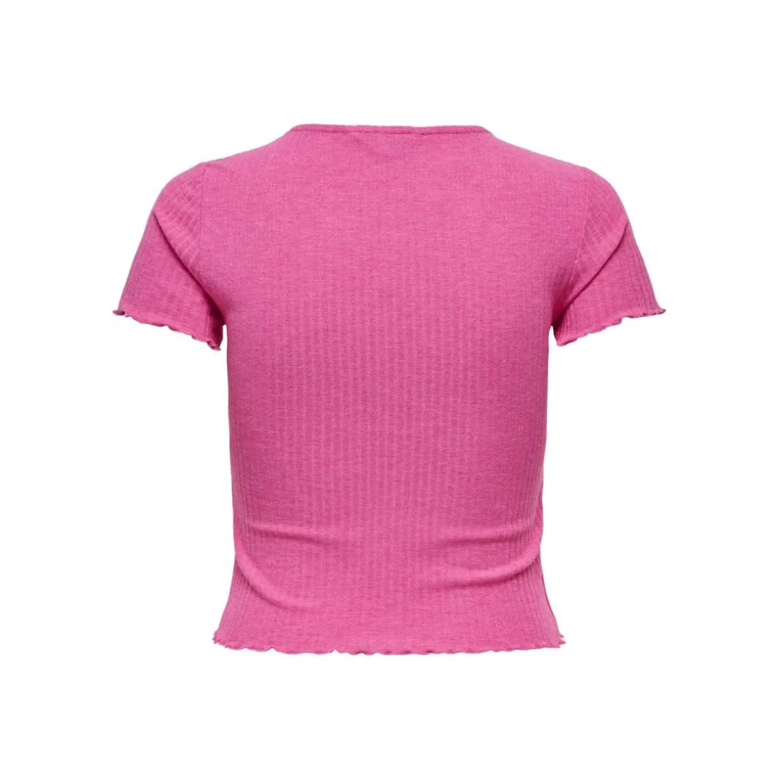 Top col rond manches courtes fuchsia Isa
