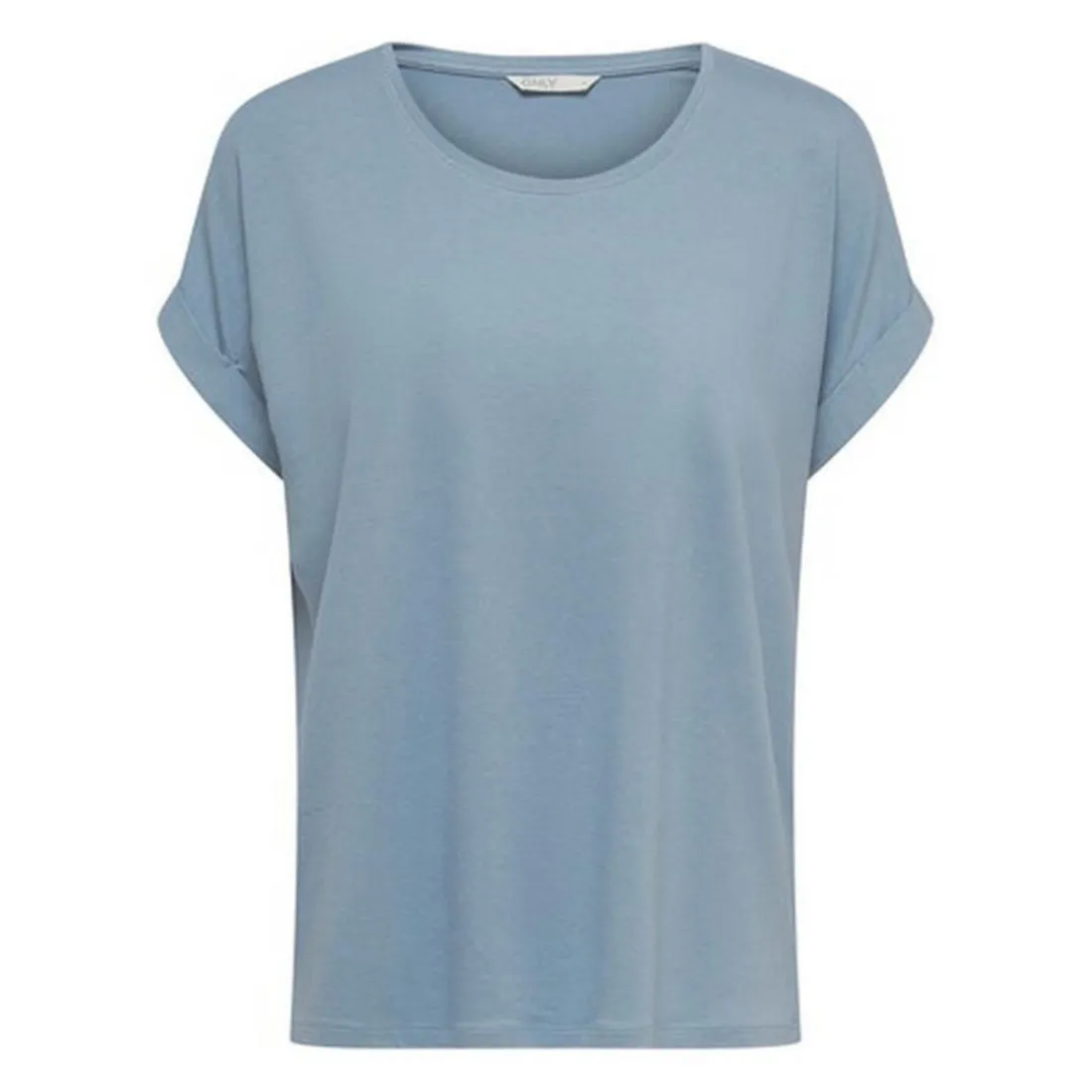 Top Col rond Manches courtes Poignets repliés bleu en viscose Clio