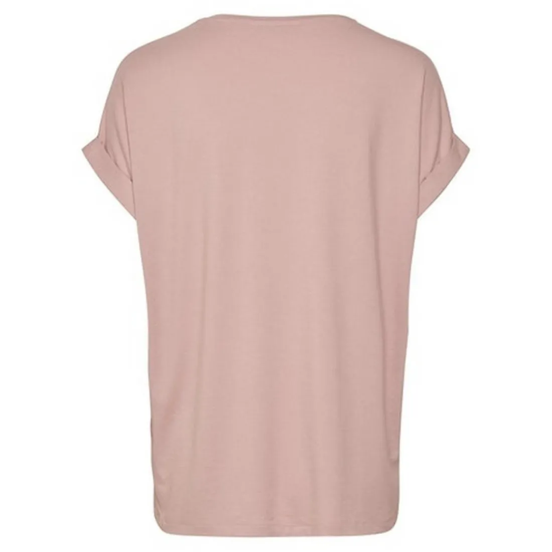 Top Col rond Manches courtes Poignets repliés rose en coton Gia