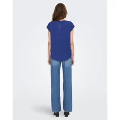 Top Col rond Manches courtes bleu Rhea