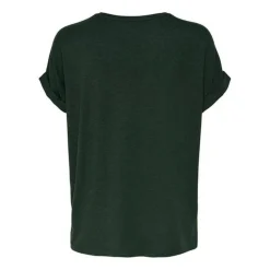 Top Col rond Manches courtes Poignets repliés vert en viscose