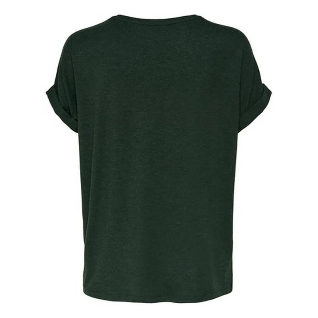 Top Col rond Manches courtes Poignets repliés vert en viscose