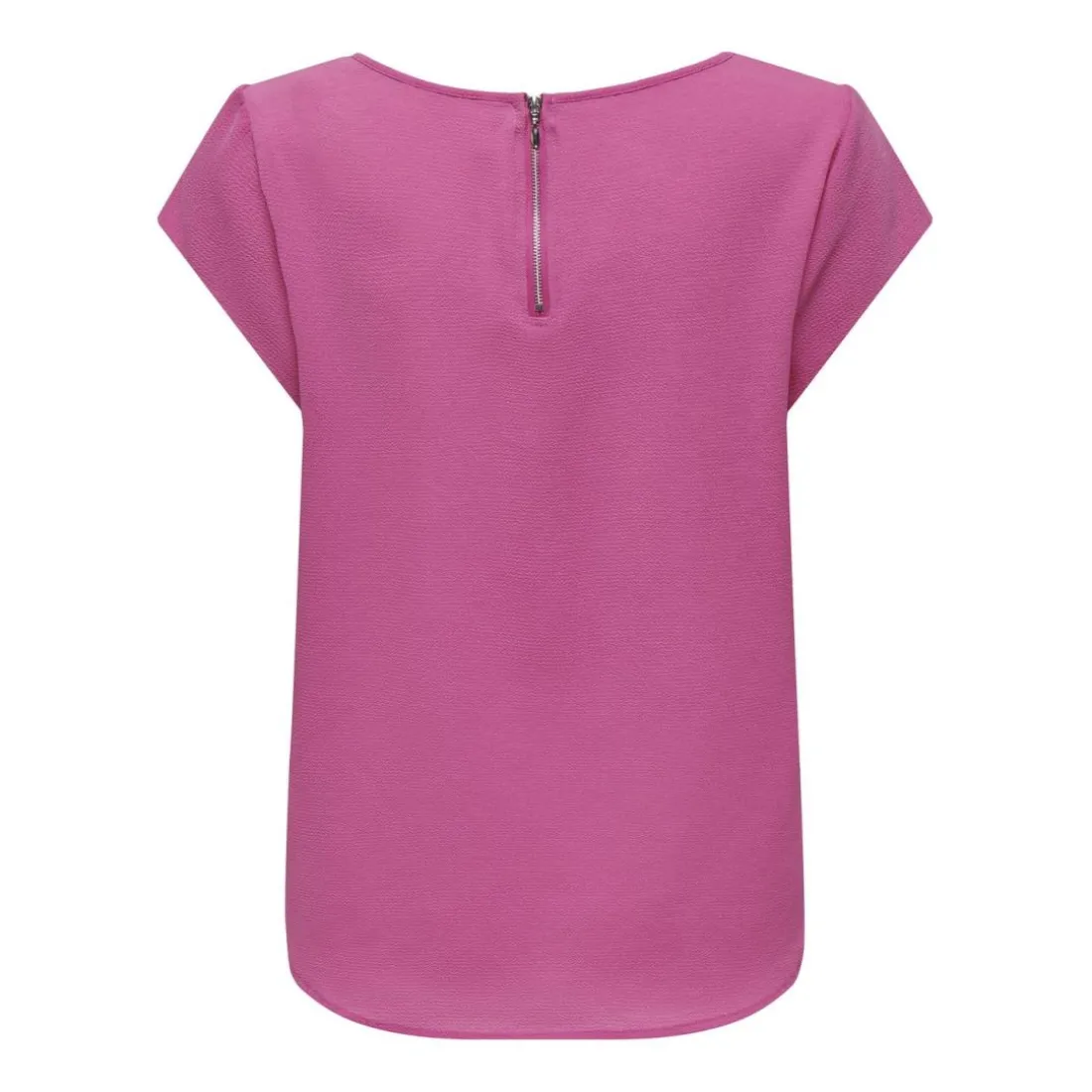 Top col rond manches courtes rose foncé Agnes