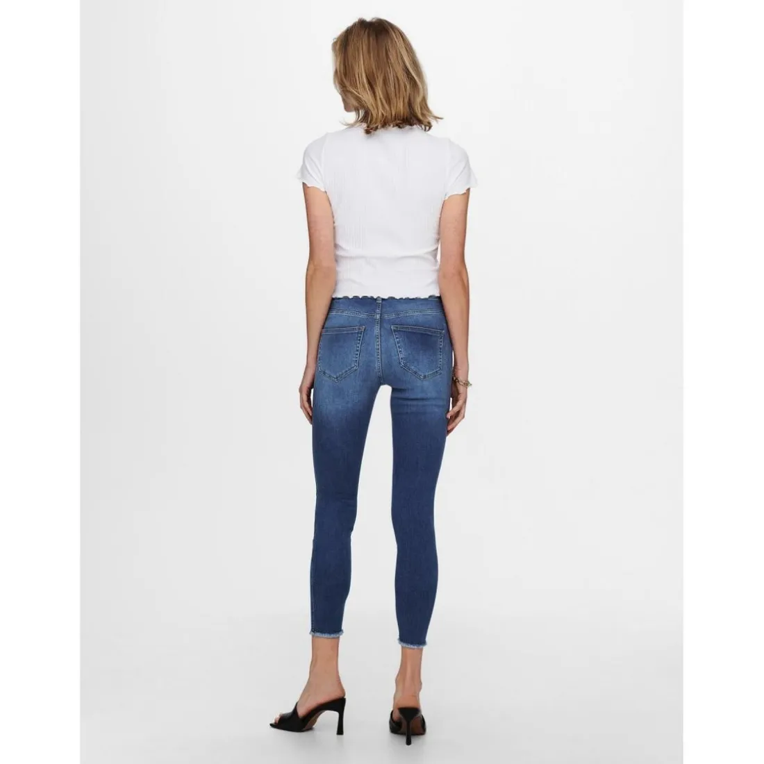 Top Col rond Manches courtes Court blanc